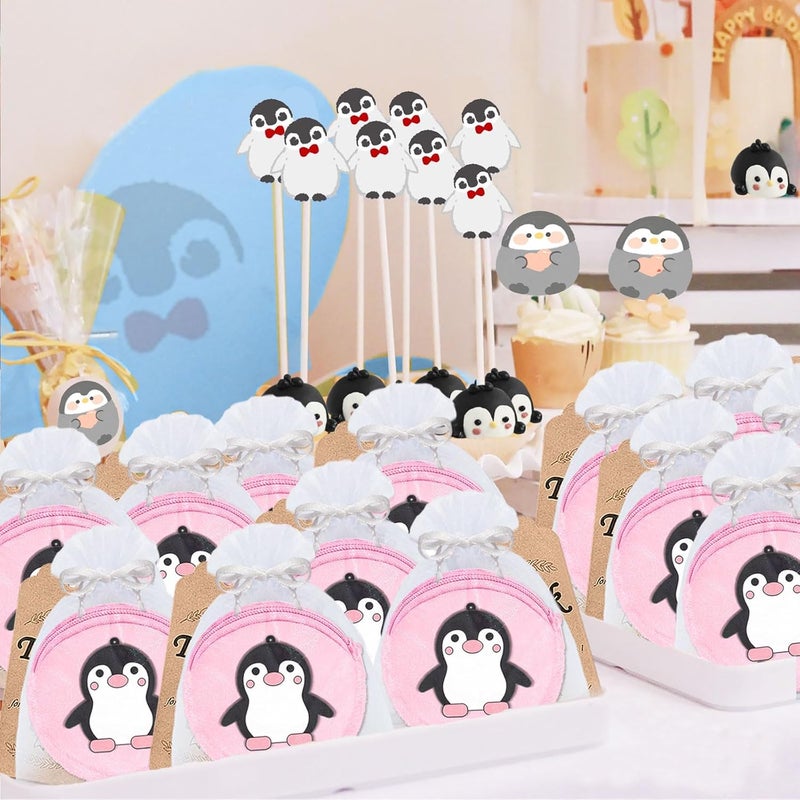 Elecrainbow 15 Pack Penguin Mini Coin Purses with Keyring for Penguin Winter Themed Party,Goodie Stuffer,Present for Friends,Guest Return Gift, Baby Shower,Birthday Party,Pink - Image 4